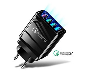 MULTI PORT TRAVEL 18W Hraðhleðslutæki LÉTT QUALCOMMN 3.0 4 PORTA USB hleðslutæki